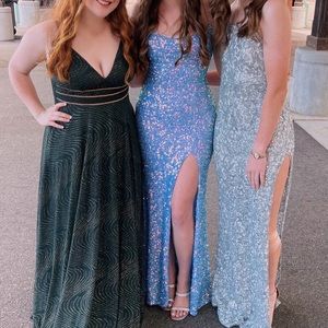 Blue Sequin Sparkly Prom Dress